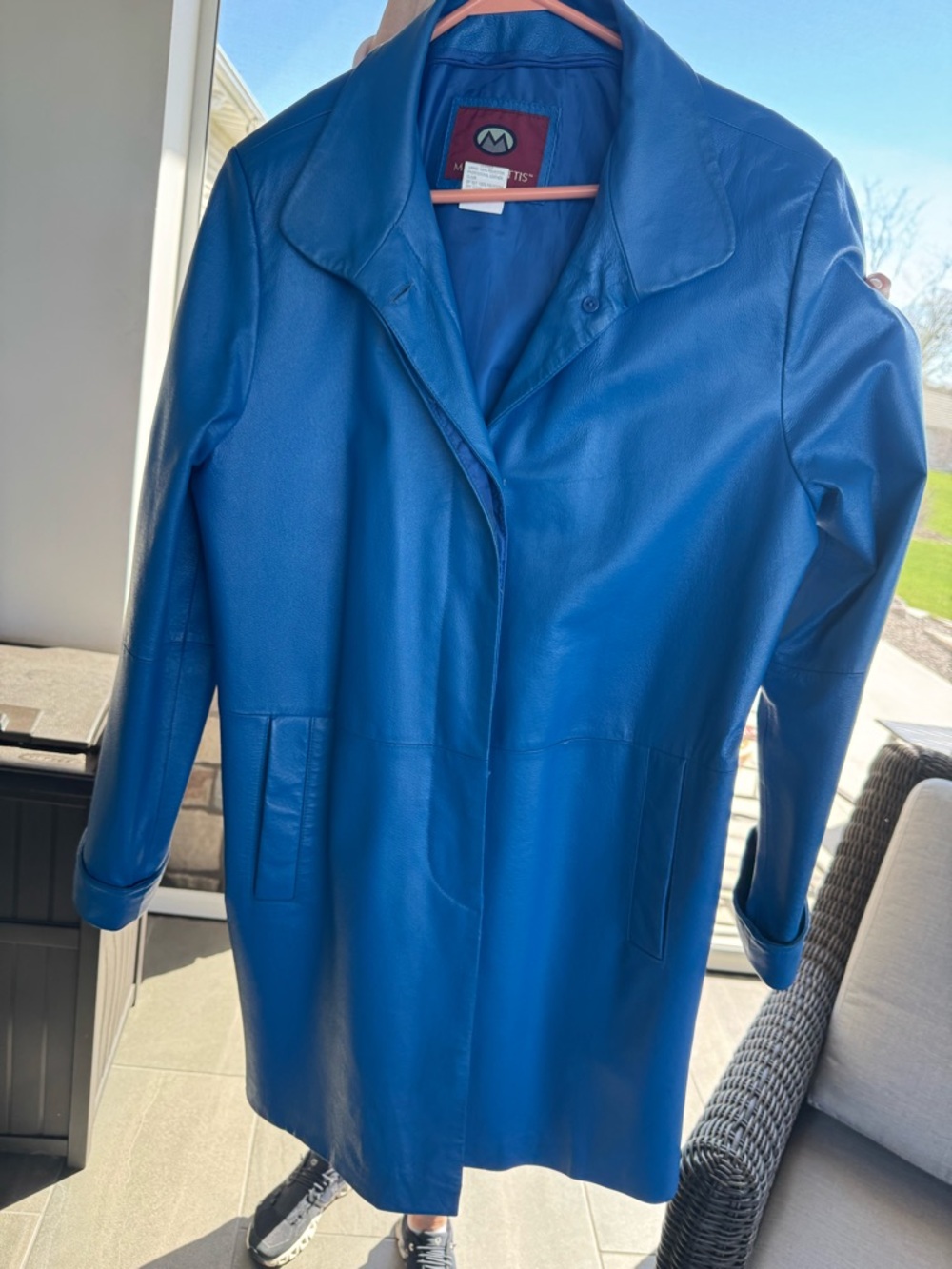 Women’s Blue Leather Jacket by Mango - Picture 3 of 3